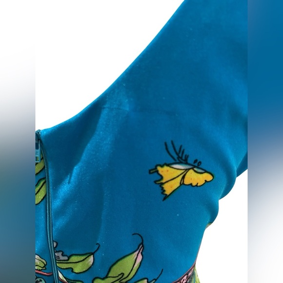 Vintage 60s bohemian Floral Blue sleeveless Maxi Dress Size 6 fit - Picture 6 of 7